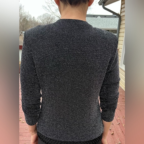 The XScape 2-piece set,black/metallic sparkles, round neck,long-sleeved jacket,S - Picture 8 of 16